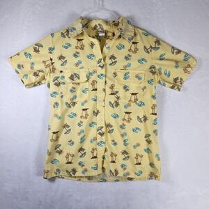 Boca Bay Novelty Print‎ Button Down Shirt Palm Tree Flip Flop Beach M